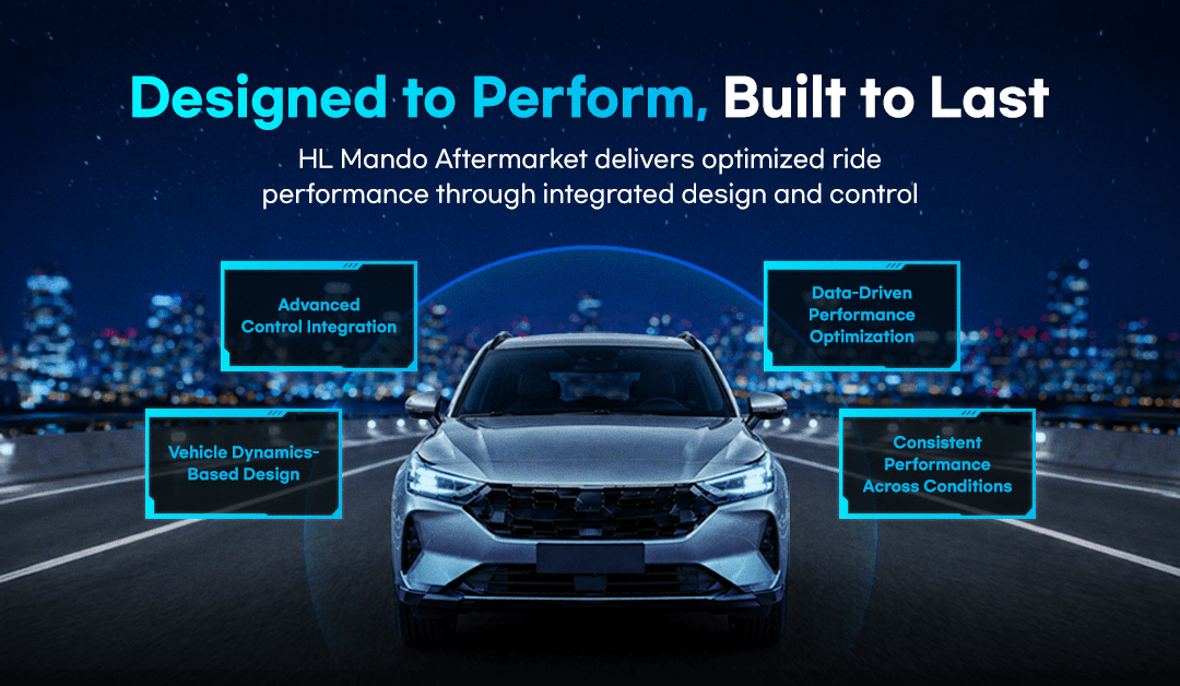 Designed to Perform, Built to Last. HL Mando Aftermarket delivers optimized ride performance throught intergrated design and control. Advanced Control Intergration. Vehicle Dynamics-Based Design. Real-World Performance Optimization. Data-Driven Performance Optimization. Consisent Performance Across Conditions.